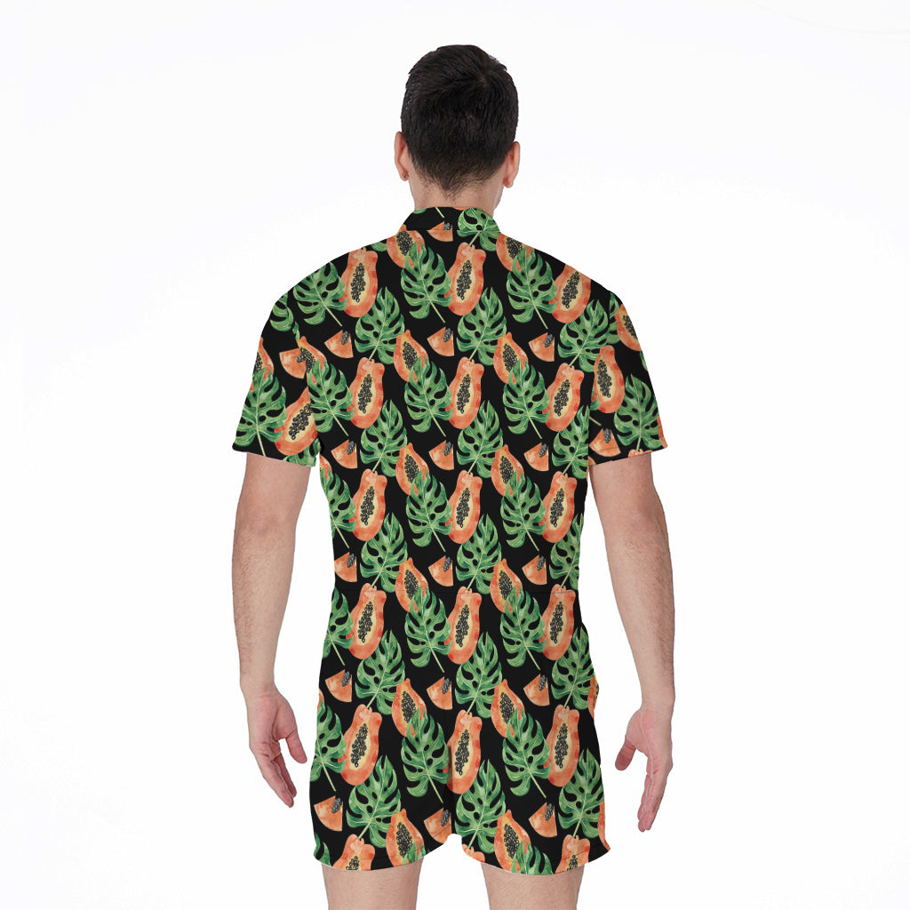 Tropical Papaya Pattern Print Men's Rompers