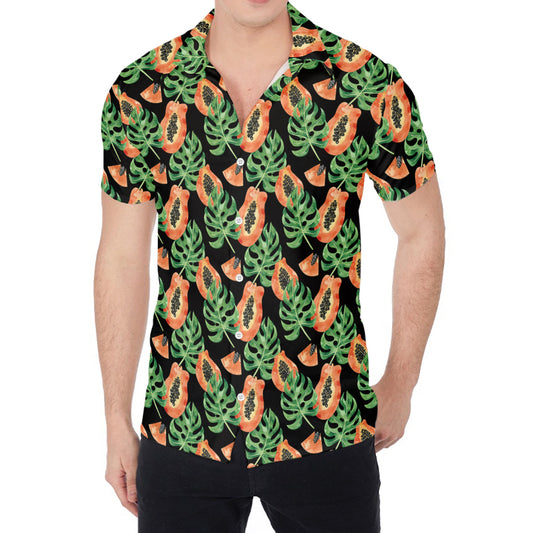 Tropical Papaya Pattern Print Men's Shirt