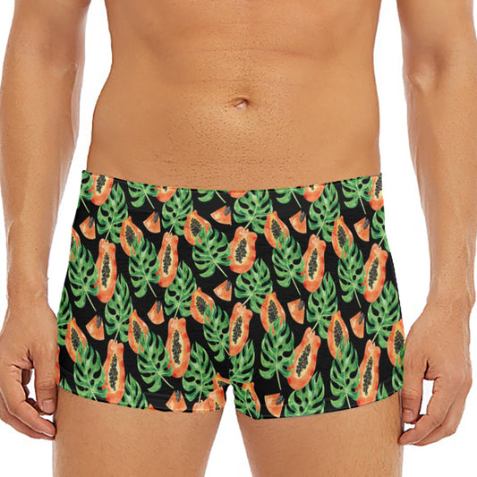 Tropical Papaya Pattern Print Men's Short Boxer Briefs