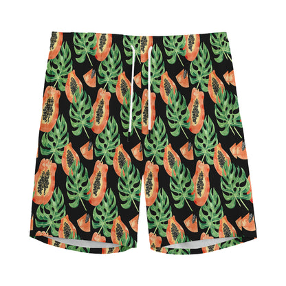 Tropical Papaya Pattern Print Men's Sports Shorts
