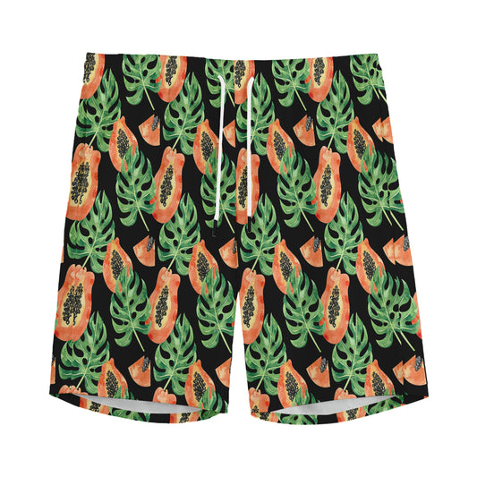 Tropical Papaya Pattern Print Men's Sports Shorts