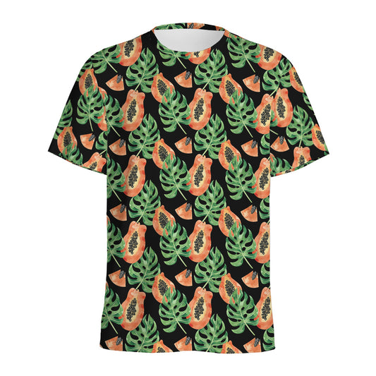 Tropical Papaya Pattern Print Men's Sports T-Shirt