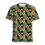 Tropical Papaya Pattern Print Men's Sports T-Shirt