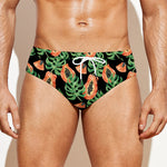 Tropical Papaya Pattern Print Men's Swim Briefs