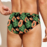 Tropical Papaya Pattern Print Men's Swim Briefs