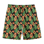 Tropical Papaya Pattern Print Men's Swim Trunks