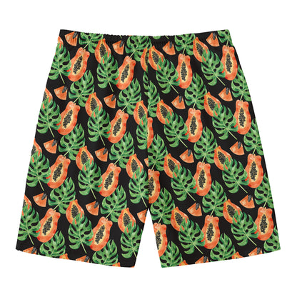 Tropical Papaya Pattern Print Men's Swim Trunks