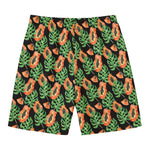 Tropical Papaya Pattern Print Men's Swim Trunks