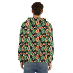 Tropical Papaya Pattern Print Men's Velvet Pullover Hoodie
