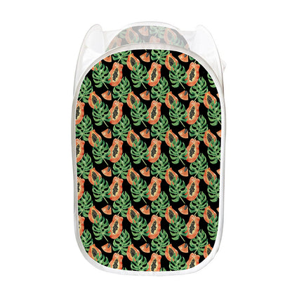 Tropical Papaya Pattern Print Mesh Laundry Hamper