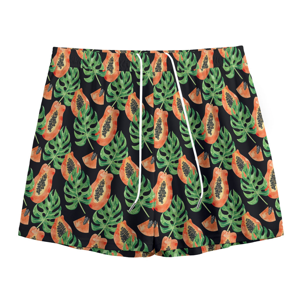 Tropical Papaya Pattern Print Mesh Shorts