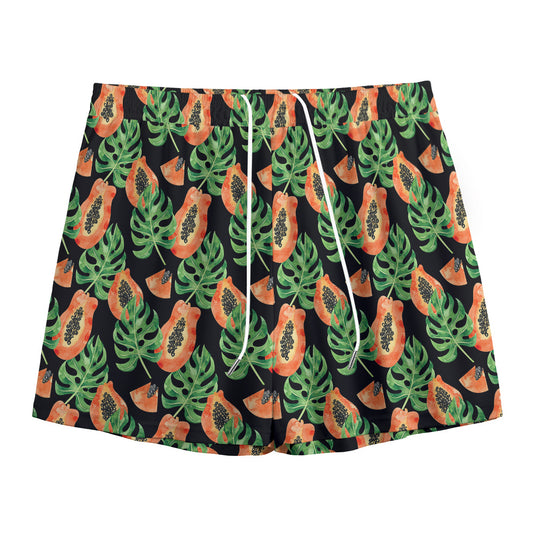 Tropical Papaya Pattern Print Mesh Shorts