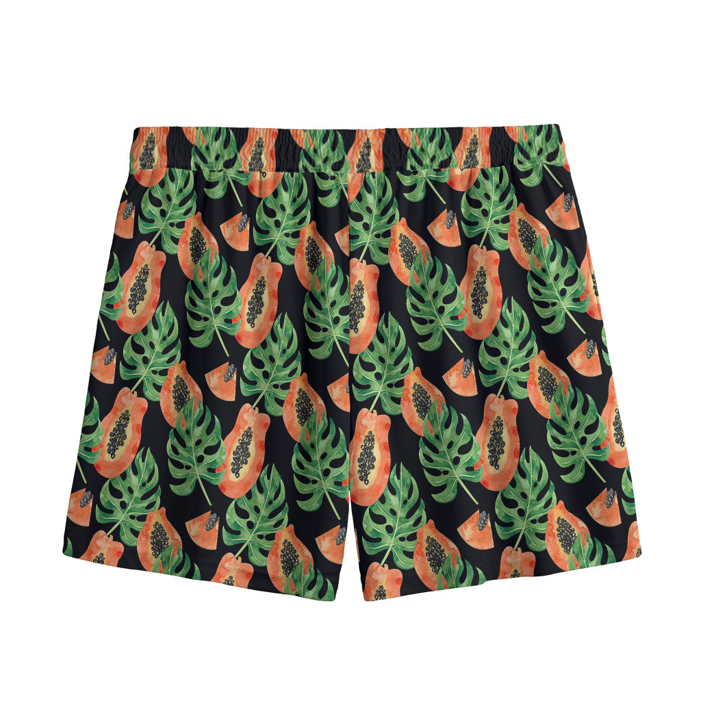 Tropical Papaya Pattern Print Mesh Shorts