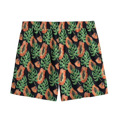 Tropical Papaya Pattern Print Mesh Shorts