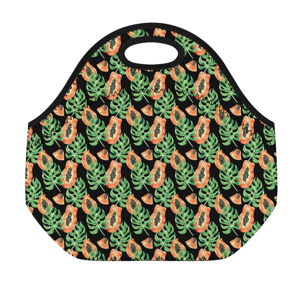 Tropical Papaya Pattern Print Neoprene Lunch Bag