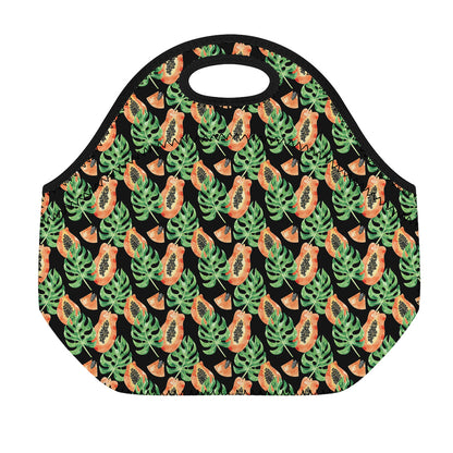 Tropical Papaya Pattern Print Neoprene Lunch Bag
