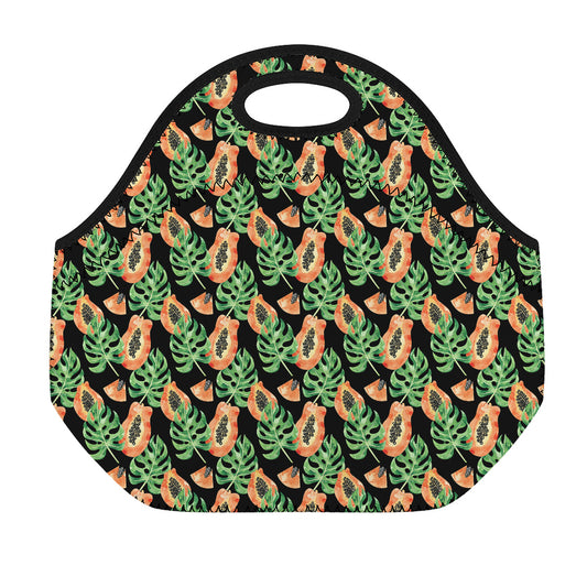 Tropical Papaya Pattern Print Neoprene Lunch Bag