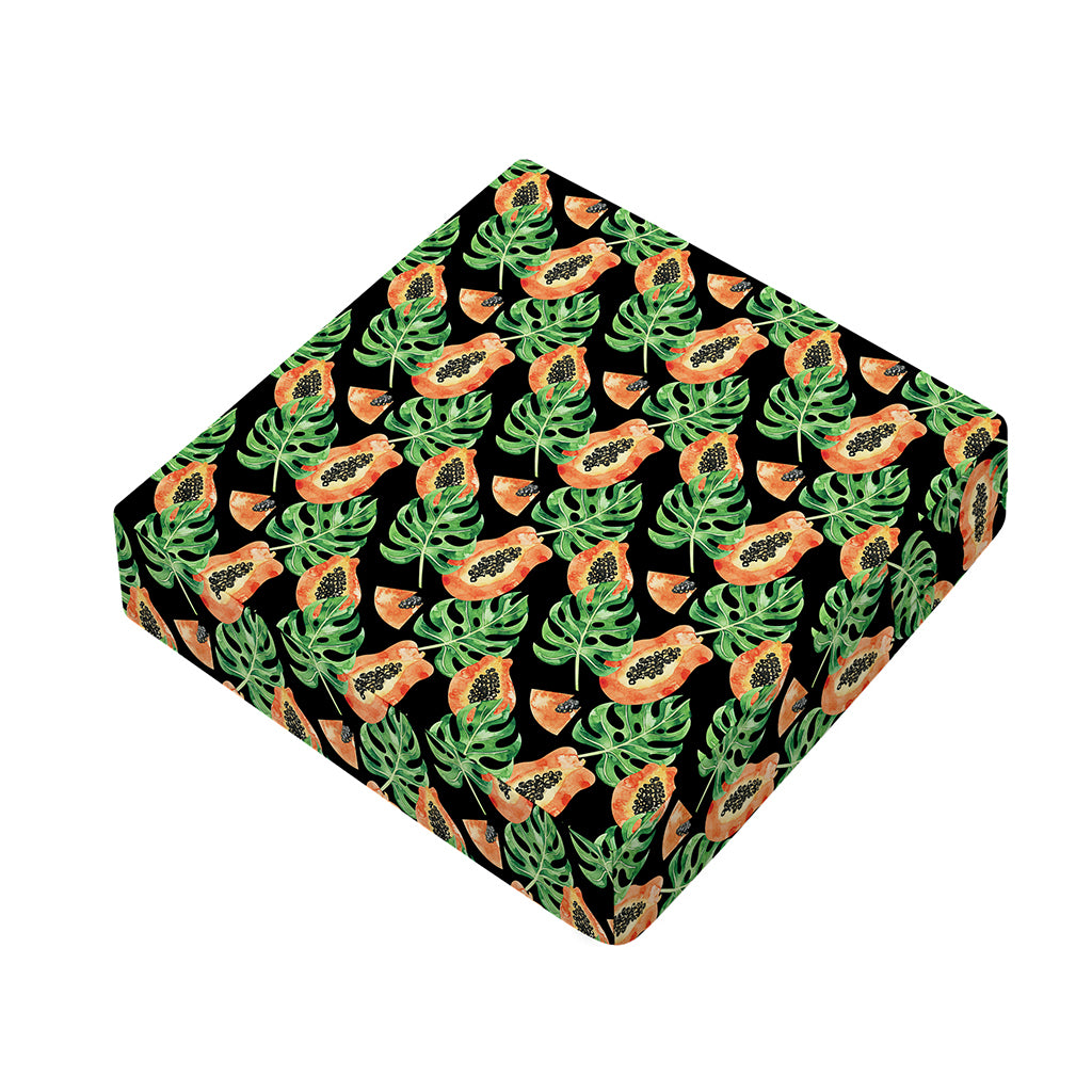 Tropical Papaya Pattern Print Outdoor Seat Cushion Cover