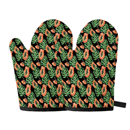 Tropical Papaya Pattern Print Oven Mitts