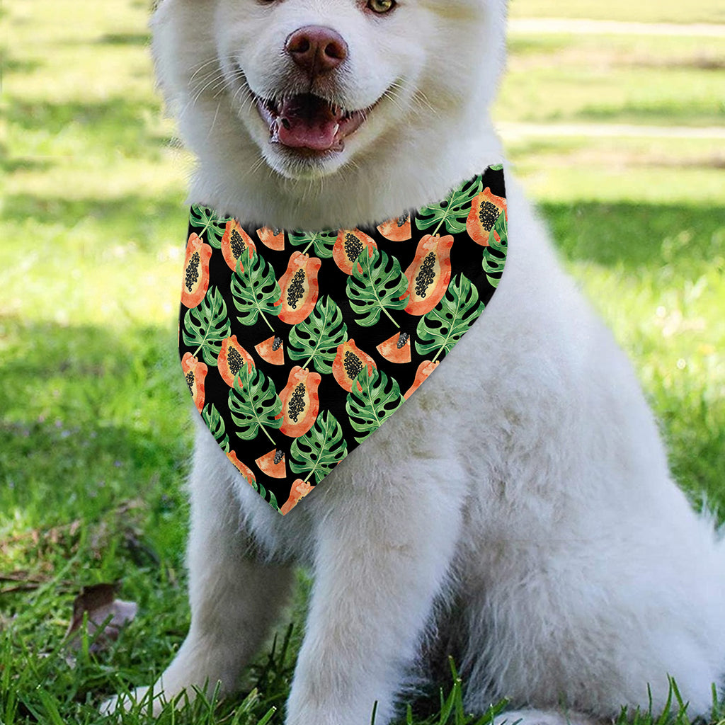 Tropical Papaya Pattern Print Over The Collar Dog Bandana
