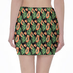Tropical Papaya Pattern Print Pencil Mini Skirt