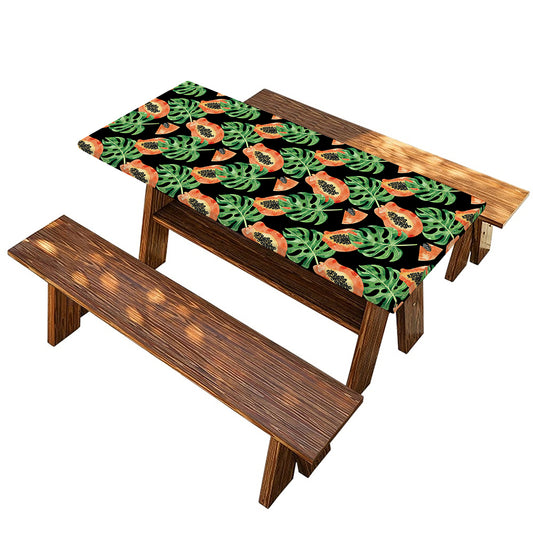 Tropical Papaya Pattern Print Picnic Table Cover