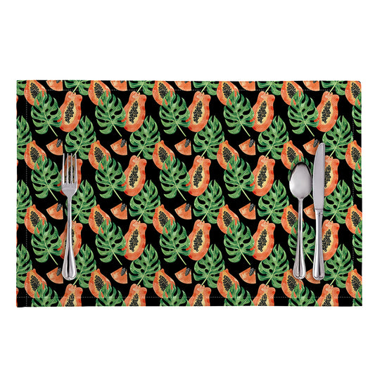 Tropical Papaya Pattern Print Placemat