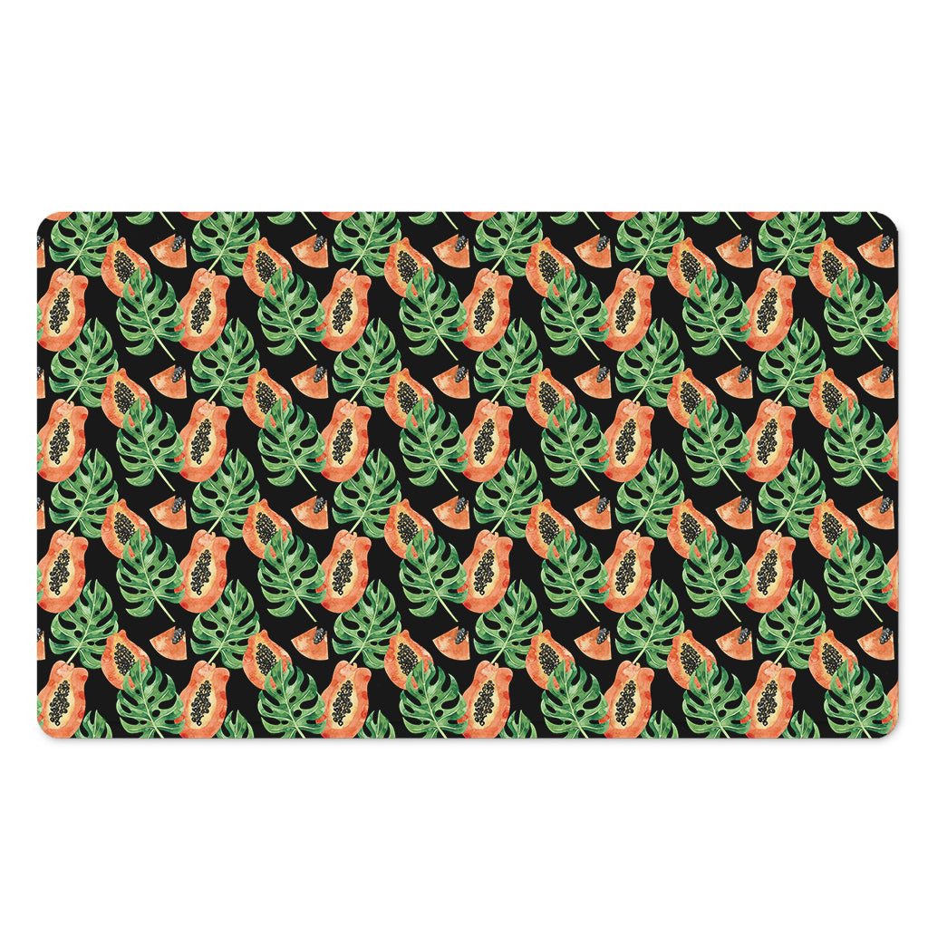 Tropical Papaya Pattern Print Polyester Doormat
