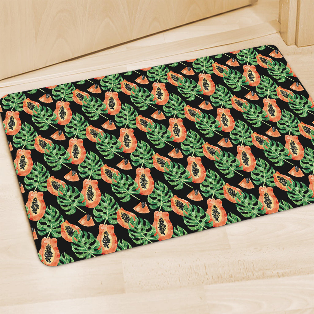 Tropical Papaya Pattern Print Polyester Doormat