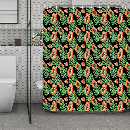 Tropical Papaya Pattern Print Polyester Shower Curtain