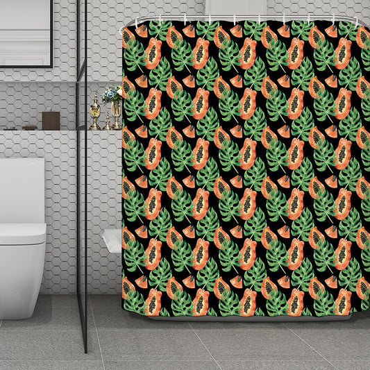 Tropical Papaya Pattern Print Polyester Shower Curtain