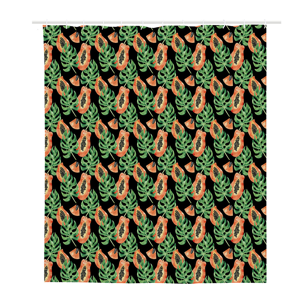 Tropical Papaya Pattern Print Polyester Shower Curtain
