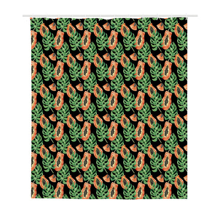 Tropical Papaya Pattern Print Polyester Shower Curtain