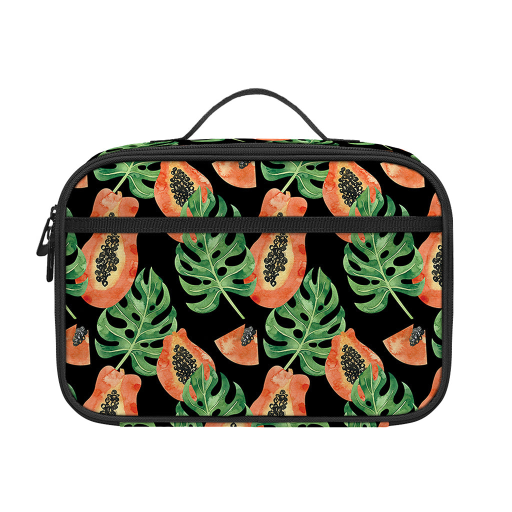 Tropical Papaya Pattern Print Portable Lunch Bag