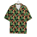 Tropical Papaya Pattern Print Rayon Hawaiian Shirt