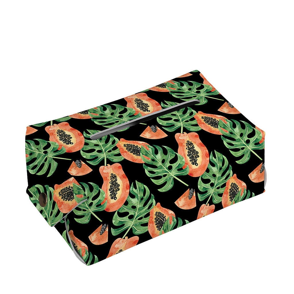 Tropical Papaya Pattern Print Rectangle Tissue Box Cover