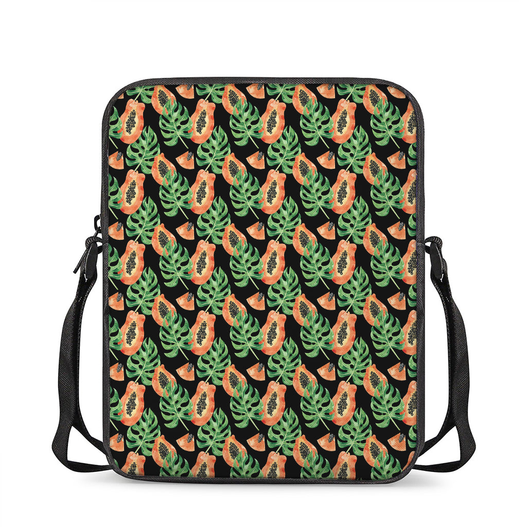 Tropical Papaya Pattern Print Rectangular Crossbody Bag