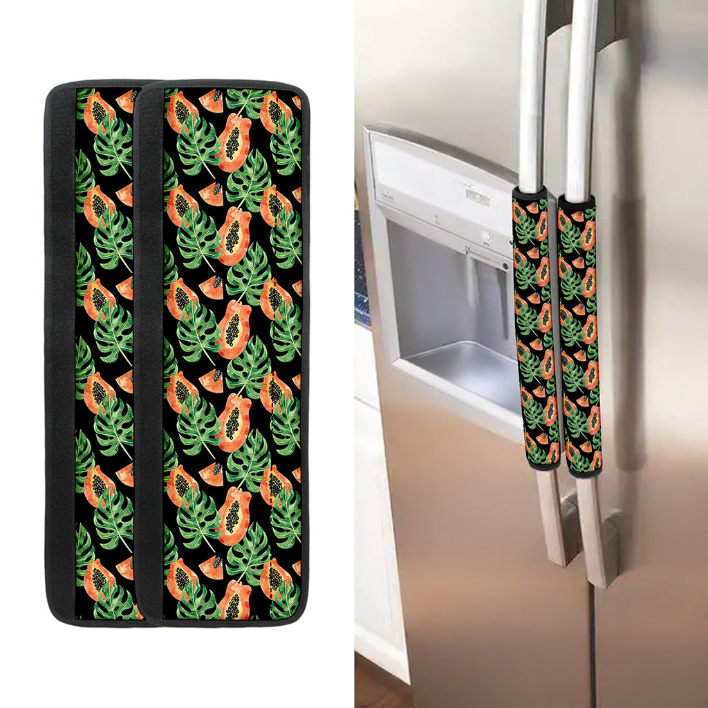 Tropical Papaya Pattern Print Refrigerator Handle Covers