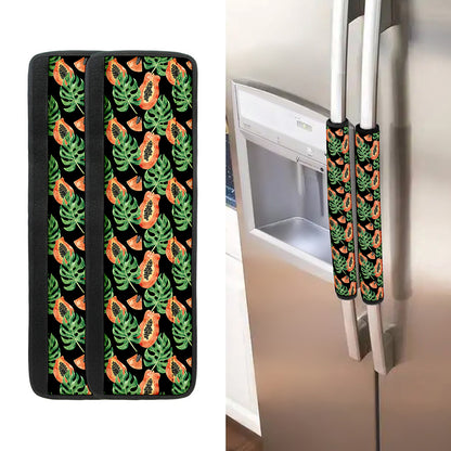 Tropical Papaya Pattern Print Refrigerator Handle Covers