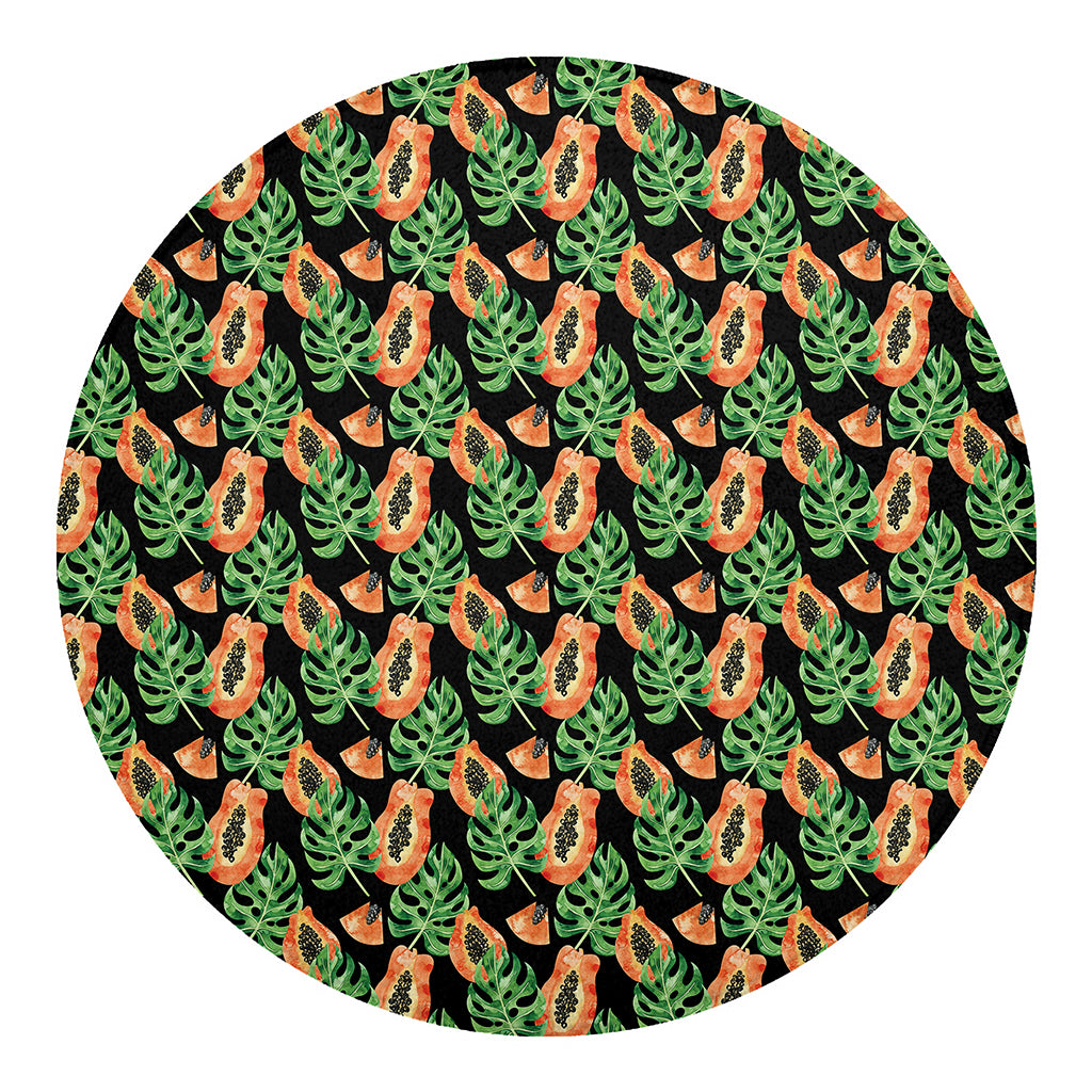 Tropical Papaya Pattern Print Round Blanket