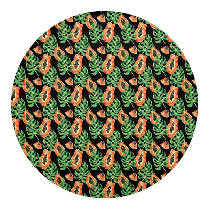 Tropical Papaya Pattern Print Round Blanket