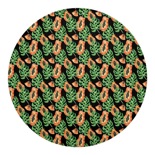 Tropical Papaya Pattern Print Round Blanket