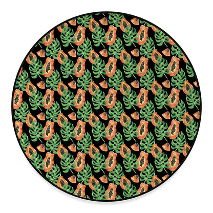 Tropical Papaya Pattern Print Round Floor Mat