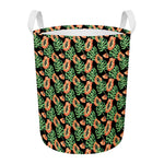 Tropical Papaya Pattern Print Round Laundry Basket
