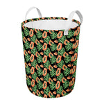Tropical Papaya Pattern Print Round Laundry Basket