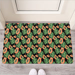 Tropical Papaya Pattern Print Rubber Doormat