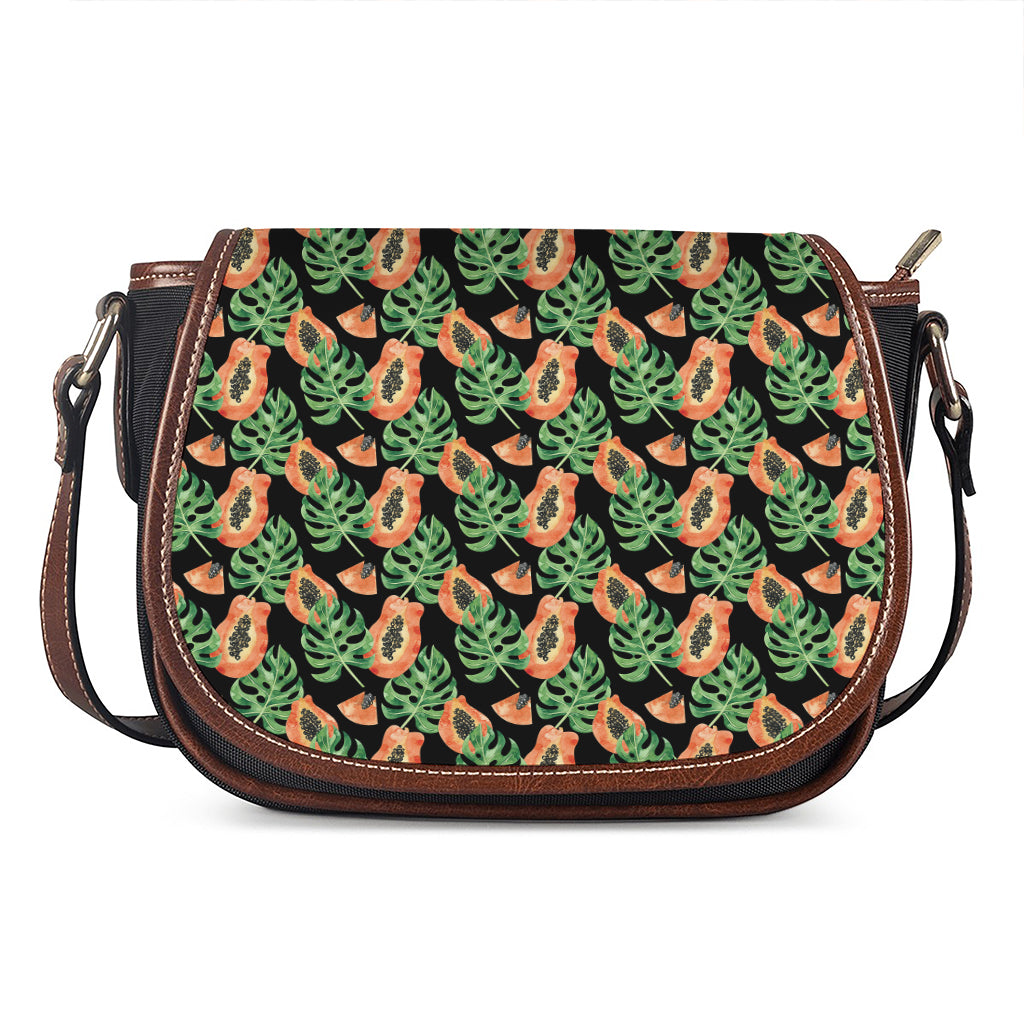 Tropical Papaya Pattern Print Saddle Bag