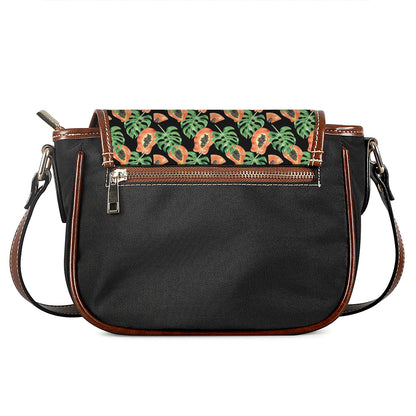 Tropical Papaya Pattern Print Saddle Bag