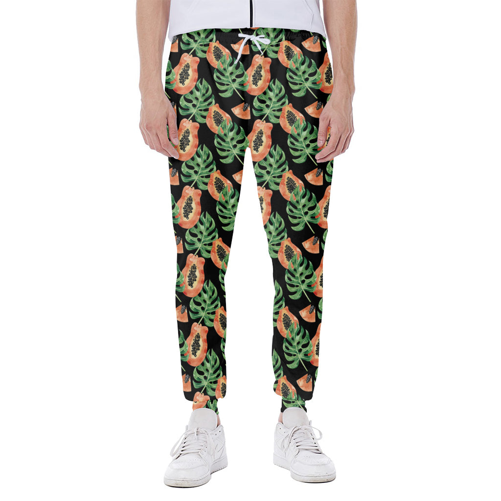 Tropical Papaya Pattern Print Scuba Joggers