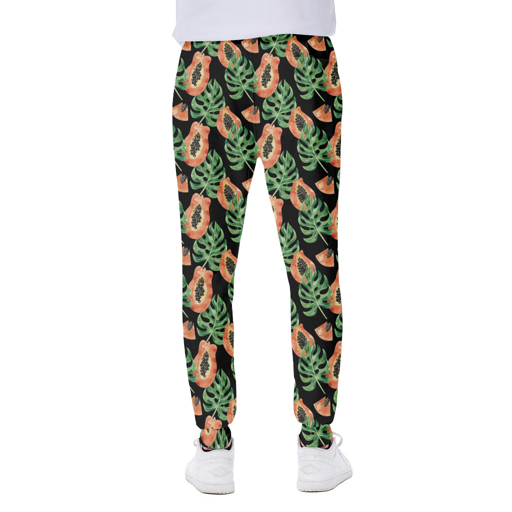 Tropical Papaya Pattern Print Scuba Joggers